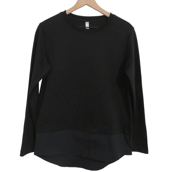 Athleta Womens Sz S Black Gallery Top Layered Style Blouse Layered Sweater - Picture 1 of 5